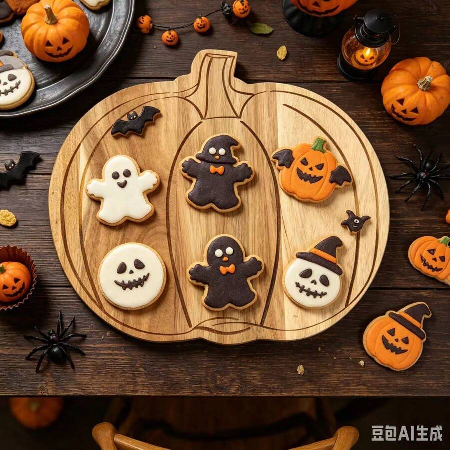 1pc Rosewood Tray, Kitchen Cutting Board, Cheese Platter, Halloween Pumpkin Decor, Halloween Gift - Brown - View 1