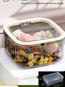 Transparent Hair Accessory Storage Box, Pressure-Sensitive Desktop Organizer Box - Flip-Top Design, Fully Transparent, Large Capacity, Ideal For Storing Hair Clips, Hair Ties, Hair Bands And Jewelry. A Perfect Gift For Friends - Multicolor - View 14