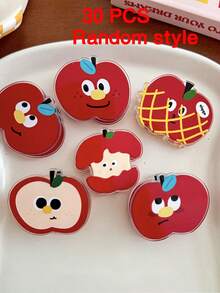 30/10pcs Apple Cartoon Decorative Gift Sealing Clip, Note Holder, PP Clip, Cute Small Item For Students As A Gift - Multicolor - View 12