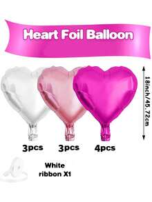 10pcs/Set 18inch Heart Shaped Foil Balloon In Gold, White, Red, Pink, Blue, Cream, Light Gold, Black - Perfect For Birthday Party, Wedding, Valentine's Day, Anniversary, Bridal Shower, New Year Party Decoration, Room Decor, Photo Props - Multicolor - View 31