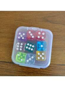 9pcs/Set Bright Polyhedral Game Dice Kit, Multi‑Color Game Dice With Transparent Portable Storage Box, Practical Supplies For Tabletop Party Games And Mathematical Teaching Games,Teacher Supplies,Classroom Must Haves - Dice - View 5