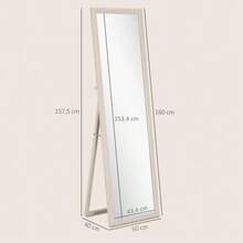 160 X 50 Cm Full-Length Mirror, Versatile, Rectangular Framed Design, White - White - View 3