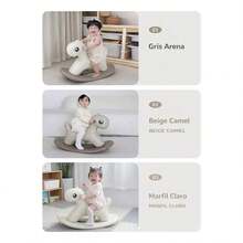 Caballito Mecedor Montable 2 en 1 para Niños, Juguete Infantil Multifuncional para Mecerse y Pasear, Diseño Cómodo y Estable con Asiento Ergonómico para Mayor  Durante el Juego, Ide - Beige camello - Ver 5