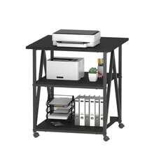 Arbuxzuy - Soporte para impresora de 3 niveles, mesa grande para impresora con almacenamiento, carrito de almacenamiento industrial con ruedas, soporte para impresora rodante para escáner de prensa de - Multicolor - Ver 3
