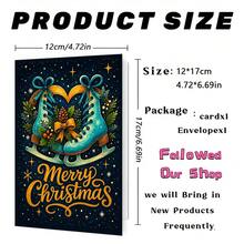 1 Greeting Card + 1 Envelope Elegant Christmas Greeting Card, Ice Skates With Pine Cones Merry Christmas, Suitable For Friends, Winter Holiday Artistic Style Card. - Single Piece - View 3
