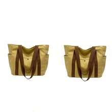 2 Large Capacity Canvas Tote Bags, Multi-Pocket Shoulder Bags, Reusable Shopping Bags, Comfortable Handles, Easy To Carry, Suitable For Daily Use And Gifts, Portable Handbags, Applicable For School, Work, Travel And Shopping - Multicolor - View 16