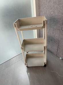 4-Tier Rolling Storage Rack - White Plastic Multi-Layer Organizer With Wheels, Suitable For Kitchen, Living Room, Bedroom Or Dorm - Perfect For Storing Books, Tableware And Produce, Vertical Shelf - Multicolor - View 8