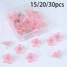 15/20/30pcs Flower-Shaped Cork Board Push Pins, Fun Decorative Push Pins For Photo Wall, Feature Wall, Map, Bulletin Board, Office Or Home Decor - A - View 1