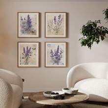4pcs Vintage Lavender Wall Art Prints, Vintage Botanical Floral Decor, Style Lavender Poster, Suitable For Bedroom, Farmhouse, (Unframed) - Lavender - View 3
