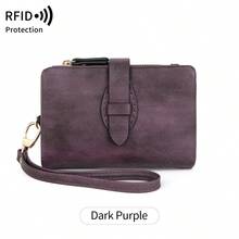 MIYIN 女士便攜復古 RFID 防盜刷三折錢包,可拆卸腕帶,多卡槽、身分證視窗與拉鍊零錢袋 - 彩色 - 查看 13