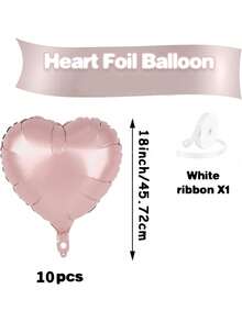 10pcs/Set 18inch Heart Shaped Foil Balloon In Gold, White, Red, Pink, Blue, Cream, Light Gold, Black - Perfect For Birthday Party, Wedding, Valentine's Day, Anniversary, Bridal Shower, New Year Party Decoration, Room Decor, Photo Props - Multicolor - View 18