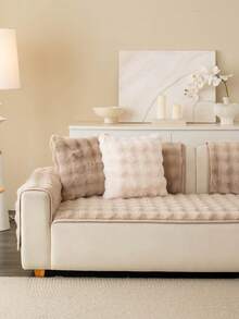 1PC Plush Bunny Faux Fur Sofa Seat Cushion, Bubble Wavy Textured Non‑Slip Sofa Cover, Machine Washable Scratch Resistant Sofa Protector For 1‑2‑3‑4 Seater Sofa, Soft Cozy Furniture Cover For Pets And Home - Khaki - View 7