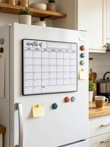 1pc Erasable Magnetic Refrigerator Calendar Whiteboard, Suitable For Monthly Planner, Kitchen Chore List, To-Do List, School Supplies, Back To School, No Residue, White Surface, Easy To Clean, Reusable - one-size - View 7