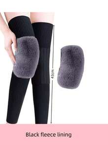 2/1 Pair 43cm Winter Thickened Long Plush Warm Knee Pads, Cold Protection Leg Joint Protection, Men And Women Outdoor Cycling Skiing Daily Use, Birthday Gift - Multicolor - View 9