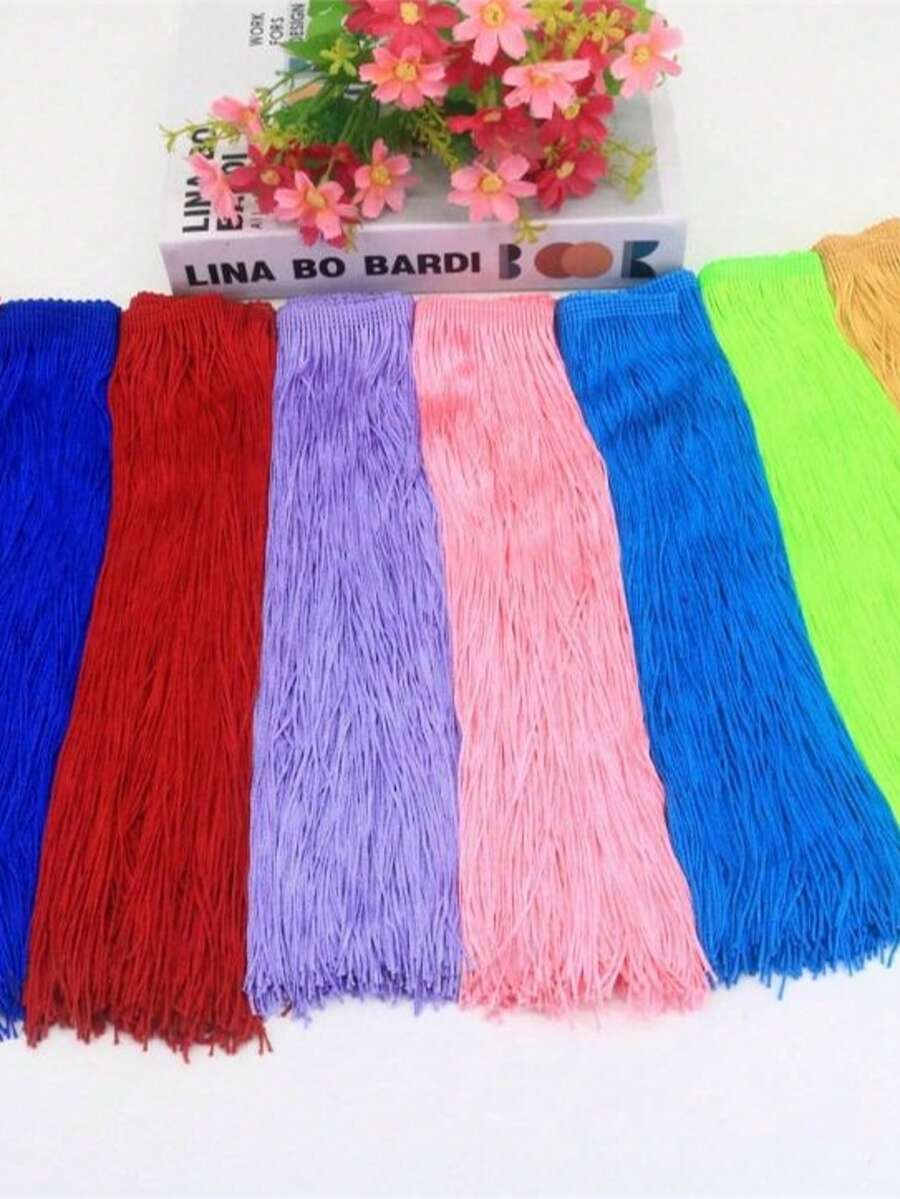 2 Yards (30cm) Polyester Tassel Fringe Trim For Latin Dancewear, Stage Costumes, Lampshade Decoration, And Other DIY - Black - View 1