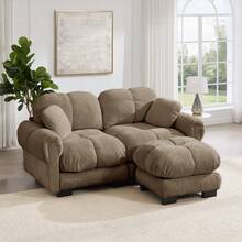 Sofa Brown Made Of Chenille For Living Room - 棕色雙人座 - 查看 3