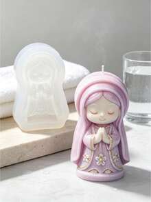 1pc Q-Version Praying Girl Scented Candle Silicone Mold, DIY Handmade Soy Wax Fragrance Decor, Plaster, Drip Glue, Resin Craft, High Temperature Resistant Mold - Praying Girl Mold - View 5