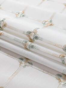 HXARTMIS 1PC White Square Lace Tablecloth, Diamond Embroidery Hollow Out With Tassel Lace Trim Table Cover, Romantic Style Round Coffee Table Side Table Home Decor Tablecloth - White - View 6