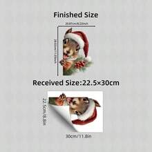 1pc Reusable Christmas Squirrel Window Sticker, Double-Sided Visible PVC Static Cling Glass Decal, Suitable For Kitchen, Bedroom, Office, Bathroom And Home Decor - Window Stickers - View 4
