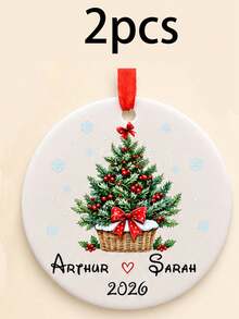 Custom Couple Christmas Tree Ornament 2026, Personalized Holiday Hanging Decor, Romantic Xmas Tree Decoration, Customized Name Keepsake For Home, Customizable Christmas Gift For Couples, Festive Seasonal Ornament, Christmas Decorations, Family - Style C - View 12