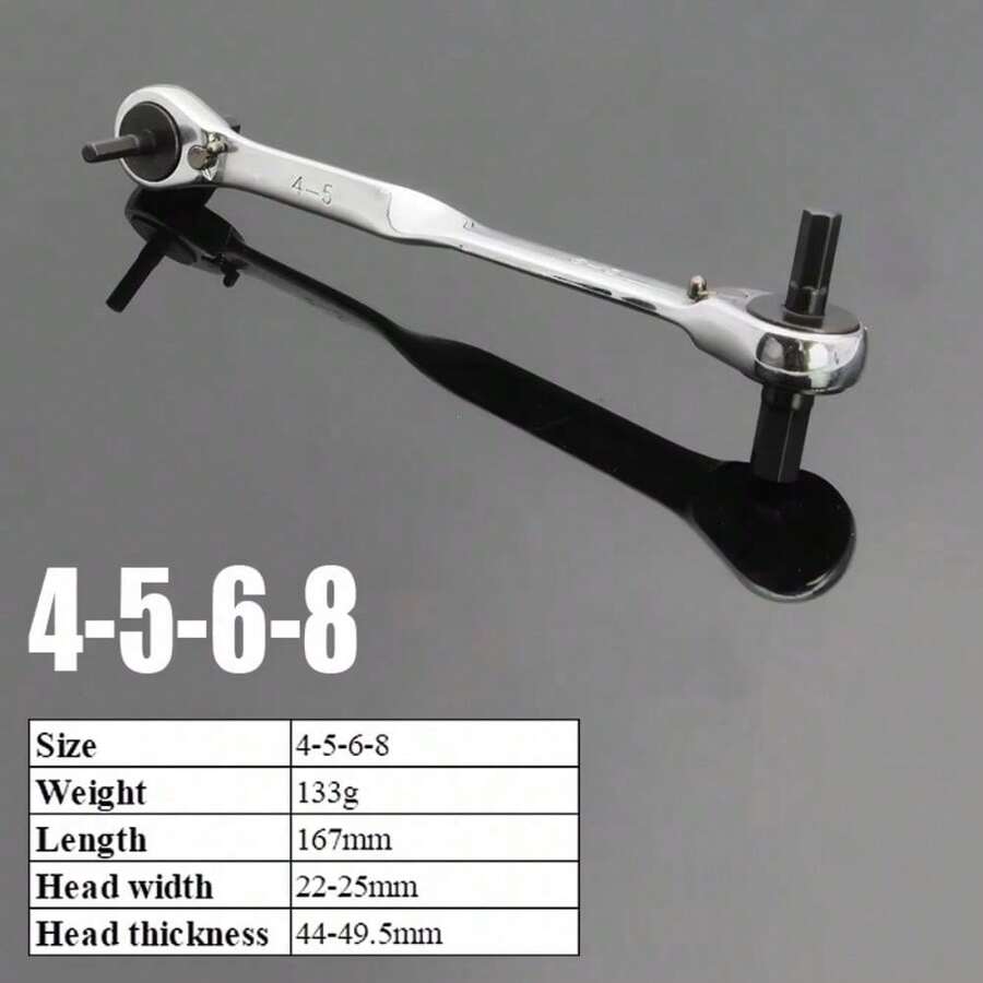 1pc Quick Ratchet Hex Wrench 4-Head Hex Key Double-Head Internal Hex Wrench CR-V Hex Key Hand Tool - Multi-purpose Wrench - View 1