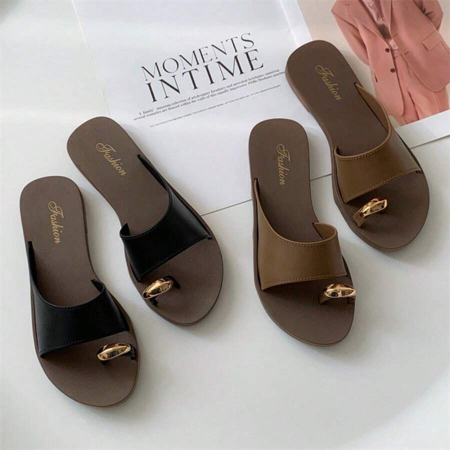Women Flats - 棕色 - 查看 1