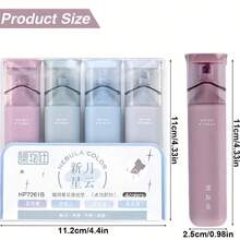 4pcs/Set Morandi Color Glitter Fluorescent Markers, Adjustable Line Width Art Drawing Pens, Student Stationery - 4-color Set - View 2