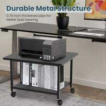 SwaaVee Soporte para impresora, soporte para impresora de 2 niveles debajo del computadora, carrito para impresora con ruedas para el hogar, oficina, estante de almacenamiento resistente, negro - Multicolor - Ver 5