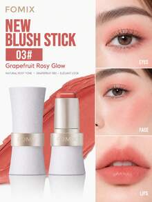 FOMIX Stik Perona Pipi 3-in-1 dengan Kuas Blending Silikon, Stik Perona Pipi Krim, Kontur & Eyeshadow, Warna Lembut yang Dapat Diatur, Hasil Akhir Alami yang Halus, Mudah Dibaurkan, Makeup Wajah Serbaguna Portabel - 03# - View 1