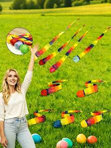 Fun Catch Ball, Aerodynamic Long Tail Design, Rainbow Comet Ball, Suitable For Men And Women, Colorful Soft Catch Toy, Perfect For Weekend Camping, Outdoor Gatherings, Beach Parties, Sensory Game Equipment, Fun Lawn Game Outdoor Sports Toy - Multicolor - View 7