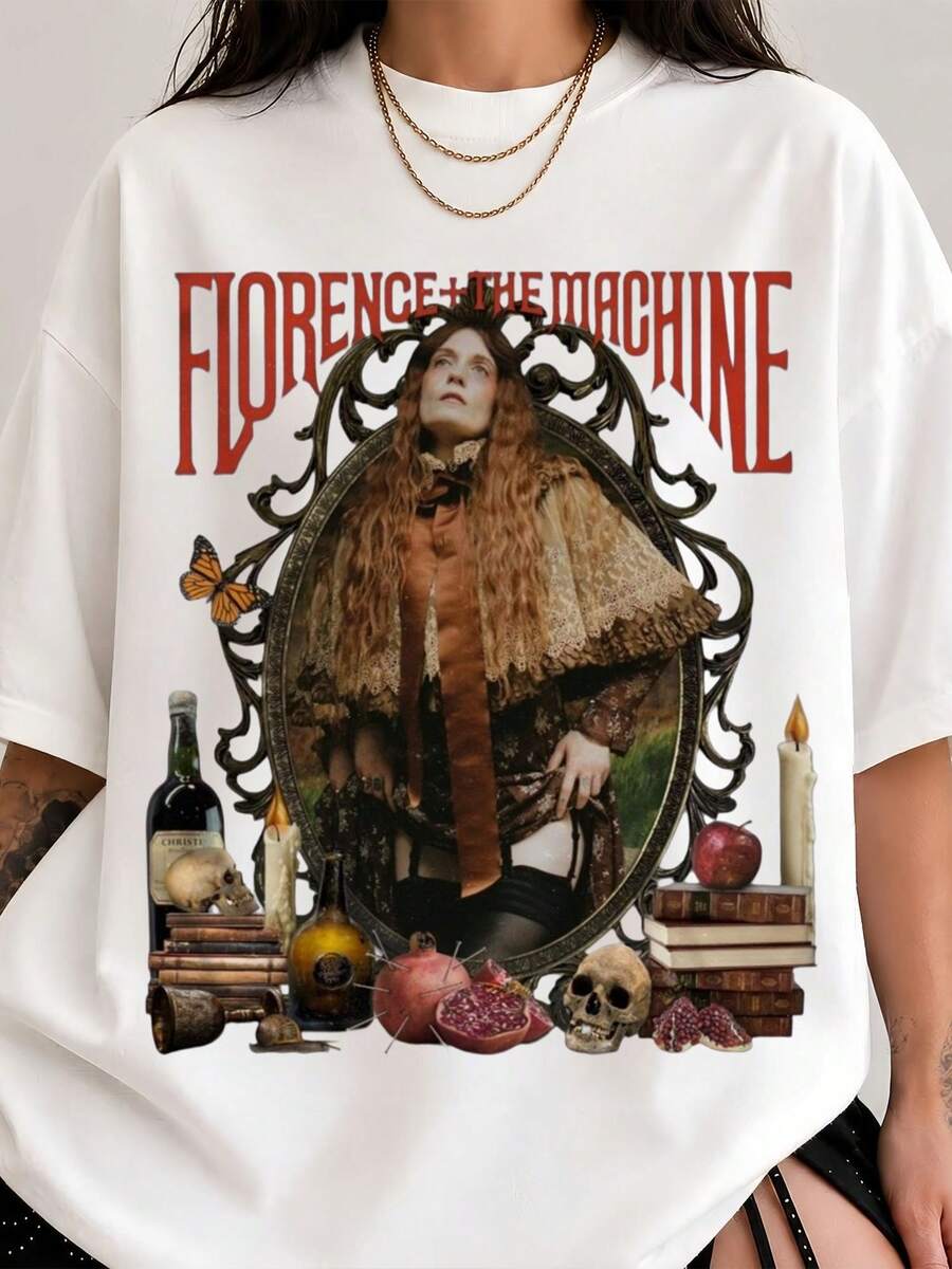 FLORENCE + THE MACHINE - Everybody Scream Shirt Retro-Printed Fashion T-Shirt For Men And Women - 白色 - 查看 1