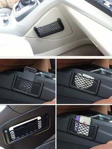 5/3/2/1pc Car Storage Net Bag - Durable Mesh Hanging Organizer For Vehicle Trunk And Backseat, Universal Cargo Net With Elastic Edges For Secure Storage, Multifunctional Car Travel Essentials For Groceries, Tools, Toys, Emergency Kits - Black - View 5