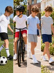 4pcs/Set Kids And Young BoyMesh Sports Shorts, 4 Random Colors From 7 Available, Suitable For Daily Training And Basketball - Multicolor - View 2