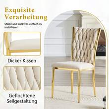 Dining Chair Beige Made Of Metal For Dining Room And Kitchen - Beige - View 6
