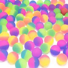 10pcs Floating Dual-Color Rainbow Frosted Elastic Bouncy Balls, Party Games - Multicolor - View 1
