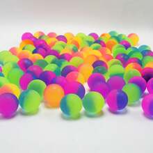 10pcs Floating Dual-Color Rainbow Frosted Elastic Bouncy Balls, Party Games - Multicolor - View 3