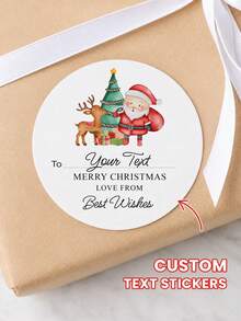 1/30/90/160pcs Customizable Round Christmas Stickers, PVC Waterproof & Oil-Proof Stickers, Multiple Sizes Perfect For Christmas Gift Decoration, Christmas Home Decor, Tabletop Display, Invitations, Envelopes, Great For Boyfriend, Girlfriend, Colleagues, Friends, Family, Suitable For Christmas, Party, Banquet, Daily Use - Multicolor 2 - View 2