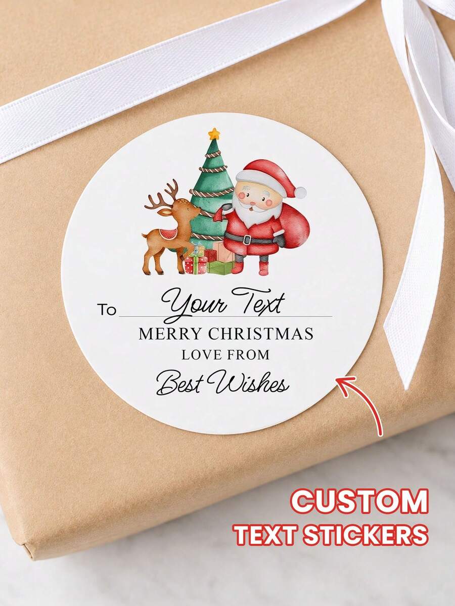 1/30/90/160pcs Customizable Round Christmas Stickers, PVC Waterproof & Oil-Proof Stickers, Multiple Sizes Perfect For Christmas Gift Decoration, Christmas Home Decor, Tabletop Display, Invitations, Envelopes, Great For Boyfriend, Girlfriend, Colleagues, Friends, Family, Suitable For Christmas, Party, Banquet, Daily Use - Multicolor 2 - View 1