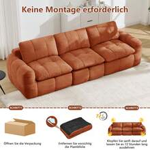 Ergonomic 3 Seat Orange Modular Sofa - Chenille Fabric For Living Room And Lounge - Orange 3 Seat - View 8