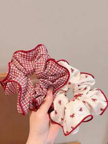 5pcs Red Cute Polka Dot Plaid Bow Headbands, Perfect For Girls' Daily And Commute Hairstyles! It's A Fashionable Large Headband That Will Surely Be Loved By Everyone! - Multicolor - View 7