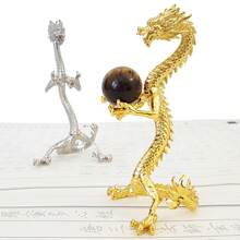 Crystal Ball Stand With Hand-Carved Dragon Pattern, Gold Or Silver Color Options, Desktop Display Ornament, Meditation Altar Decor - 1PC - View 8