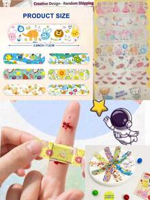 1 Box - 15/30/60pcs New Cartoon Stickers, Colorful Self-Adhesive Tape, Creative Multiple Cute Prints Including Blonde Princess And Dessert Patterns, Mixed Colors, Suitable For Daily Use, Outdoor Sports And Travel Collection - LUNARIOIN - View 10