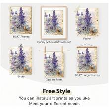 4pcs Vintage Lavender Wall Art Prints, Vintage Botanical Floral Decor, Style Lavender Poster, Suitable For Bedroom, Farmhouse, (Unframed) - Lavender - View 4