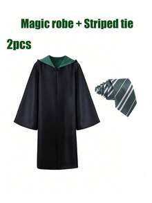 Magic Wizard Cloak | Unisex Hooded Cloak, Suitable For Cosplay, Halloween Party And Campus Activities, Authentic Witch/Wizard Robe | High-End Fantasy Costume, With Adjustable Hood Design, Neutral Magic Cloak | Adult Magician Hooded Cloak Set | Anime Convention Roleplay Costume - Multicolor - View 19