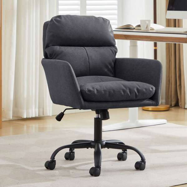 Office Chair Black Made Of Pu For Everyday Home Use