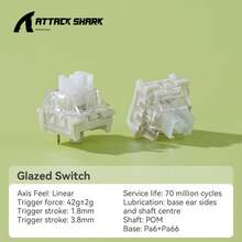 ATTACK SHARK Custom Hot-Swappable Mechanical Keyboard Switches Linear Mahjong Sound Switches Glass Switches - View 6