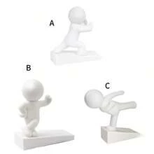 1/3pcs Cute Door Stopper, Non-Slip Door Wedge For Door Bottom, Home Office Decor Door Stop, Prevent Door From Opening - White - View 8