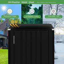 22 Cuft Vertical Storage Shed Without Adjustable Shelves, Black | Metal Tool Garden Outdoor Storage Cabinet With Lockable Door For Patio Garden Backyard, Black - Black - View 4
