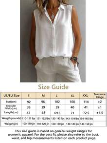 Women's Fashionable Sleeveless Collared Shirt, Versatile Loose Casual Commute Camisole Top, Semi-Sheer Solid Color With Front Button Closure, Everyday Wear - White - View 9