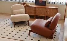 Brown Accent Chair With Wooden Legs – Modern Style - 棕色 - 查看 3
